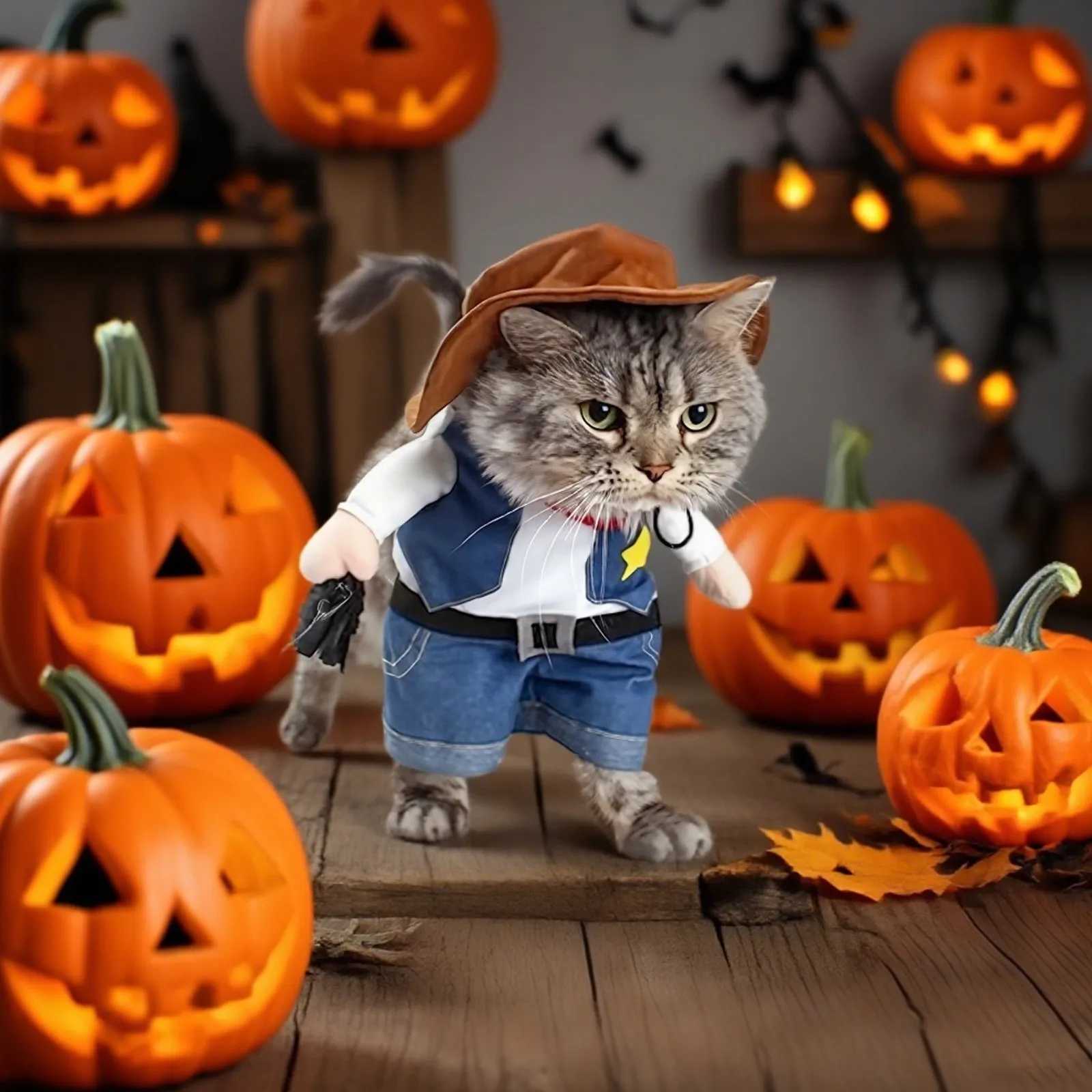 Cat Jacket Halloween Costume Cat And Dog Dress Up Denim Suit Cat Costume Wool Sweater For Small Fun Denim Jackets For Small Pet C251009
