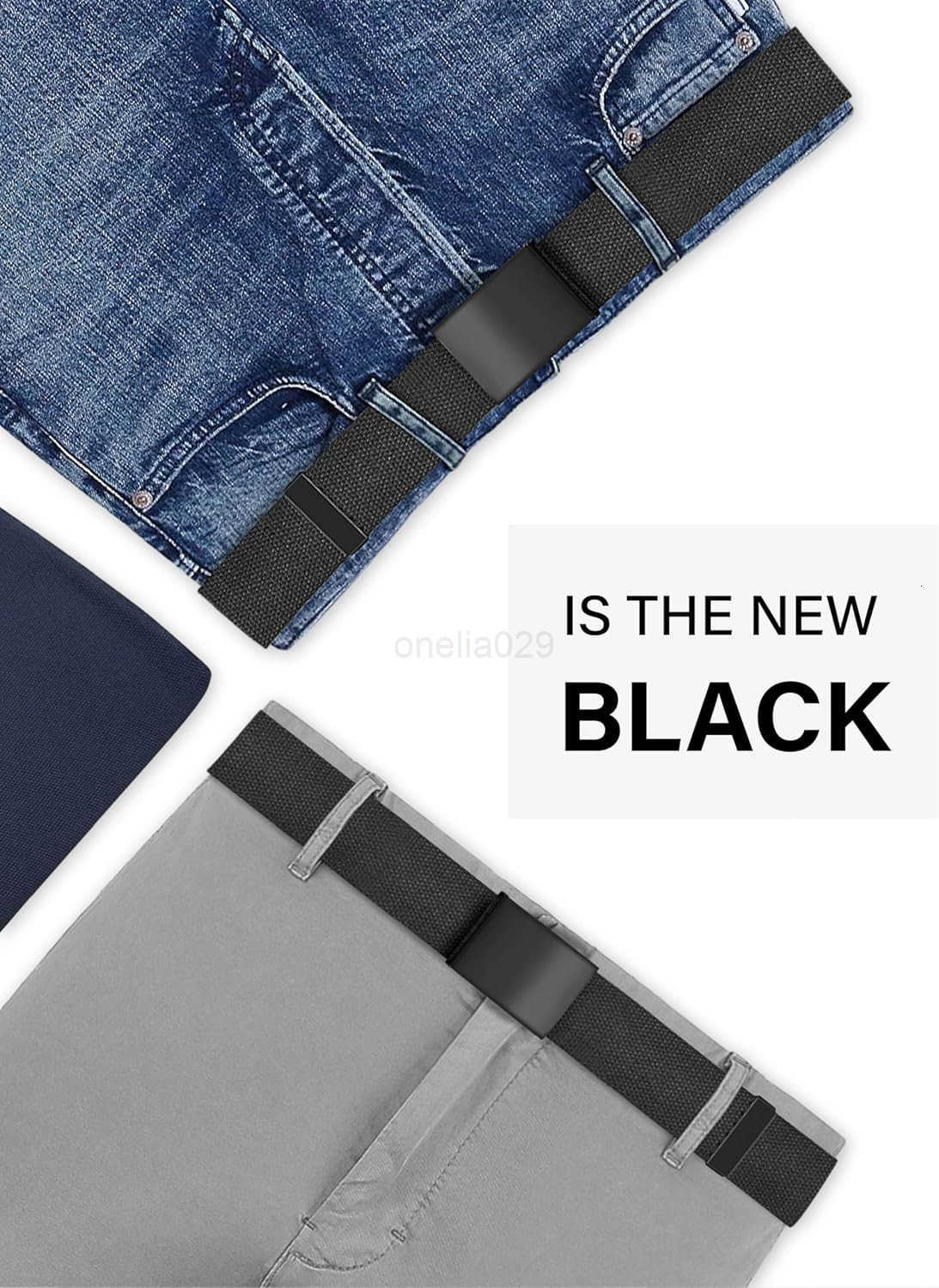 Mens BeltWork Belts for MenMens Holeless Adjustable Canvas Web Cloth Fabric BeltsBlack Casual Dress Business Belt W251010