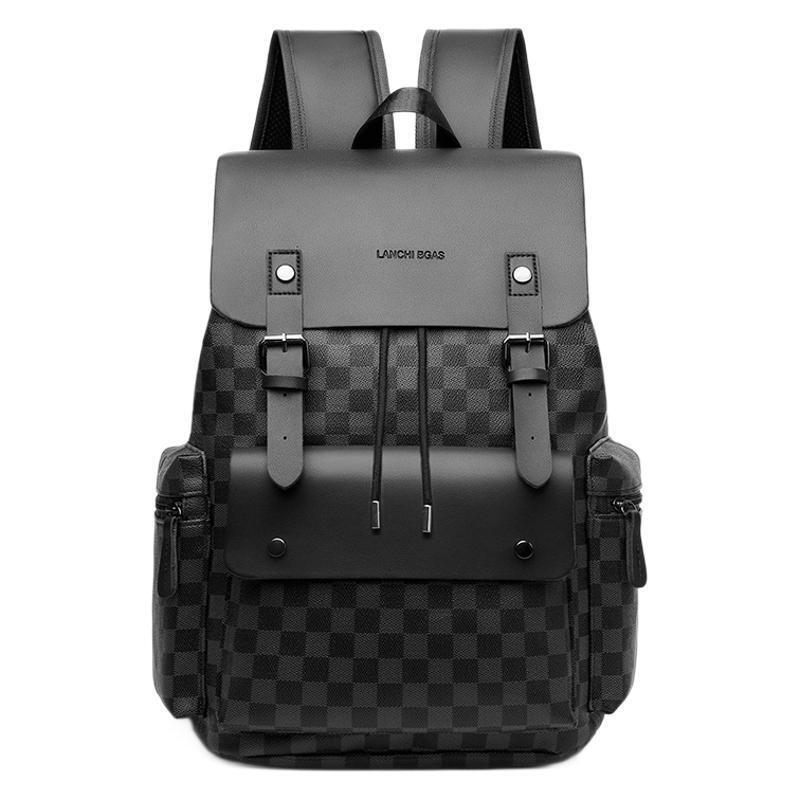 Men's Plaid Designer Bag Commuter Casual Backpack Large Capacity Business Travel Luxury Bag Work Laptop Bag