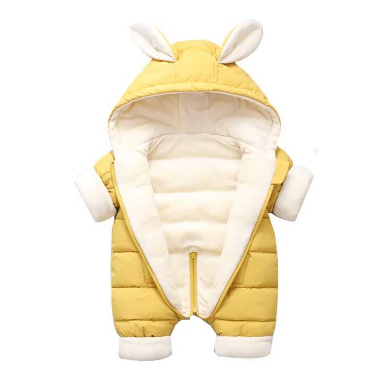 OLEKID 2025 Winter Baby Romper Plus Velvet Warm Baby Girl Snowsuit Cartoon Rabbit Baby Boys Jumpsuit Toddler Girl Overalls C251009