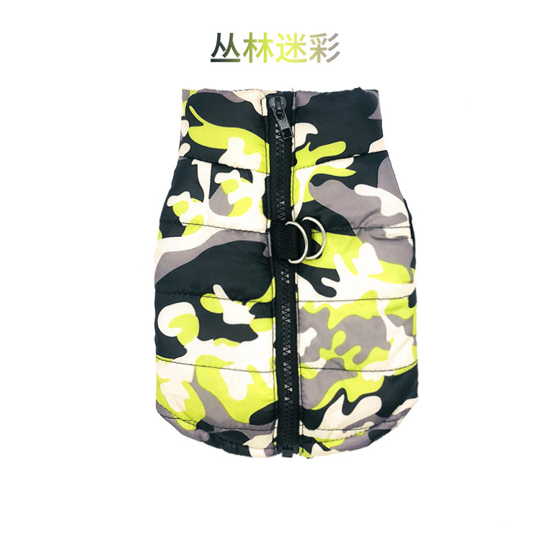 K3162 Thickened cotton coat for large dogs, autumn and winter windproof and warm pet clothes with leash holes, outdoor sports cold-proof clothing