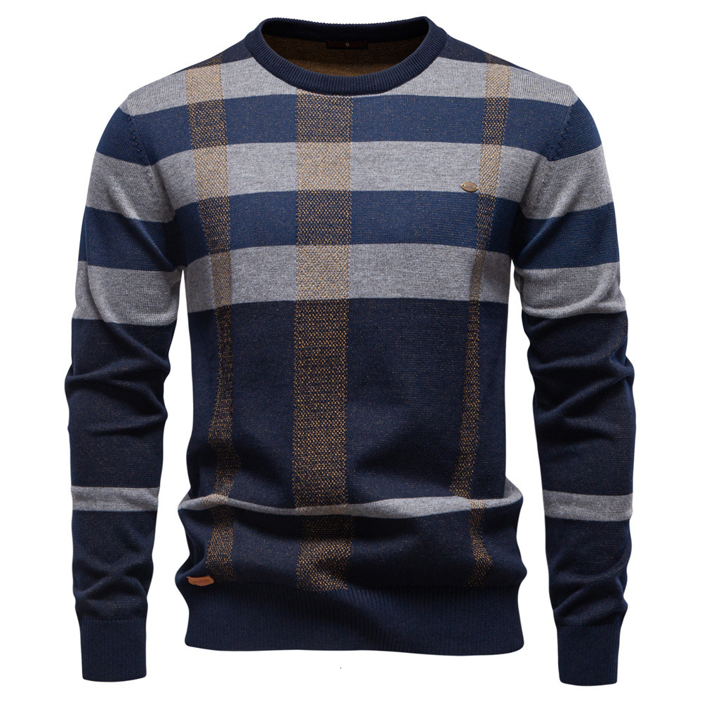 2025 Designer Hoodie Autumn Winter New European Size Men's Crew Neck Designer Shirt Sweater Fashion Plaid Trendy Men's Casual Sweater