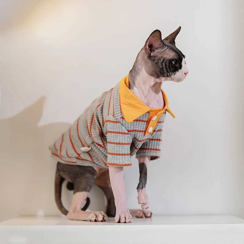 Sphynx Cat Clothes Striped Tshirt Hoodies For Sphinx Hairless Cat Devon Rex Costumes Autumn Winter Clothing For Cats Dogs C251009