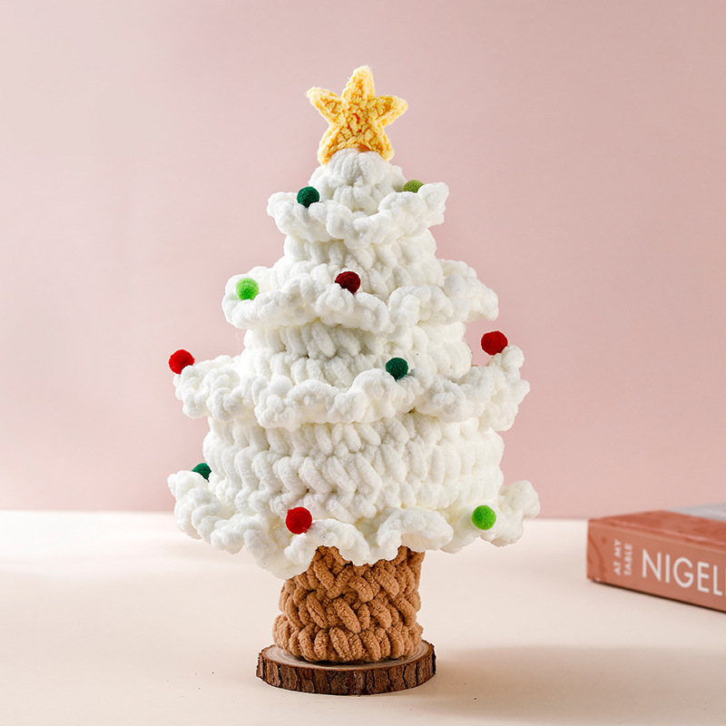 Handcrafted Wool Knit Christmas Tree Perfect for Gifts Decorations Festive Crafted Wooly Christmas Ornament Unique Addition for Stores Homes