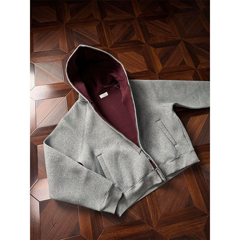 Designer Shirt American Style Air Layer Short Hooded Designer Hoodie Sweatshirt For Men Spring And Autumn Heavyweight Boxy Fit Imperial Red Inner Card