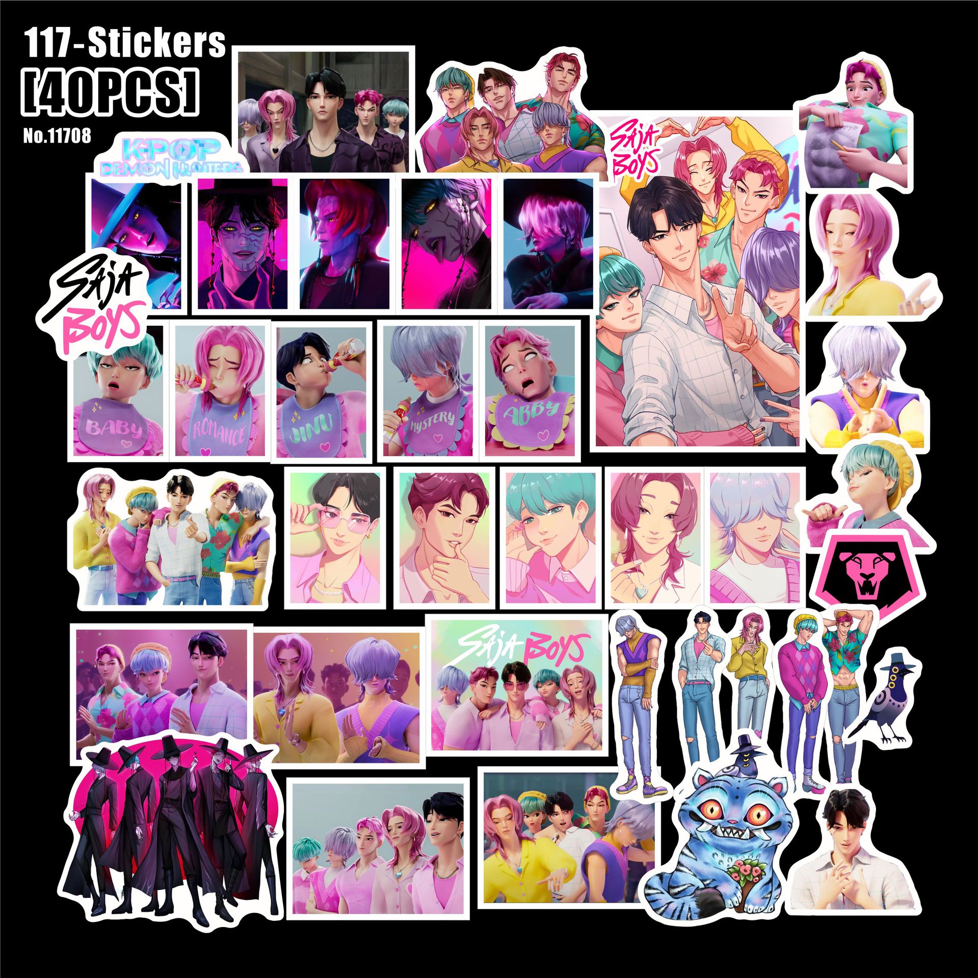 50-500pcs Kpop Demon Hunters Stickers for Water Bottle Waterproof Stickers for Laptop Skateboard Phone Guitar Travel Case Bike Notebook Helmet Sticker