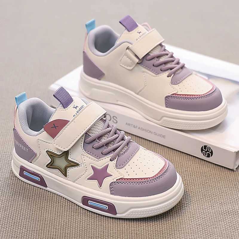 PU Leather Sport Shoes For Children 2025 Trend Fashion Teenager Girls Sneakers Antislippery Kids Tennis Shoes Running Shoes J251027