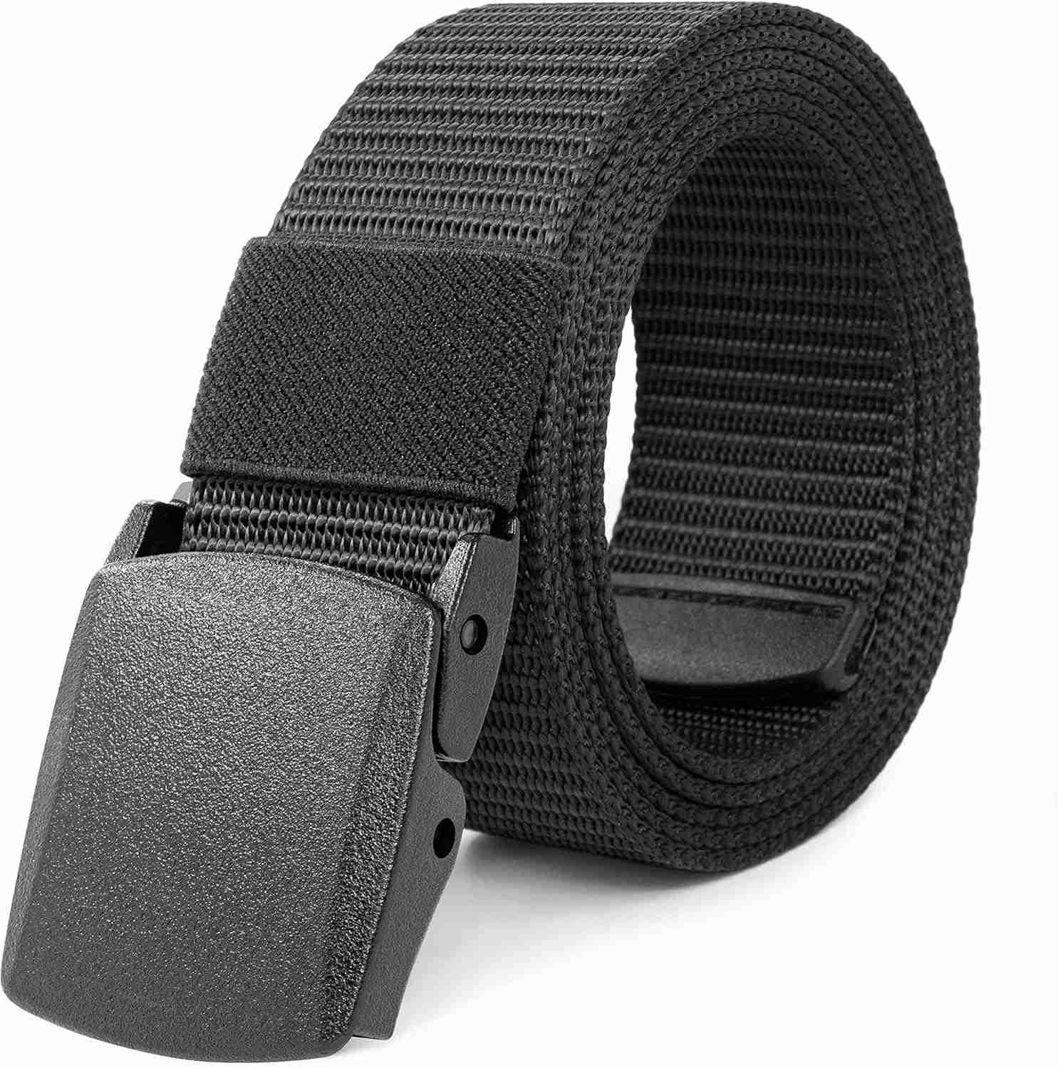 Work Belts for MenBelts for MenAdjustabLE Nylon Canvas Fabric BeltNo Metal BUCKLE Fast Pass Through the Airport SecuritySuitabLE for Work and Travel W