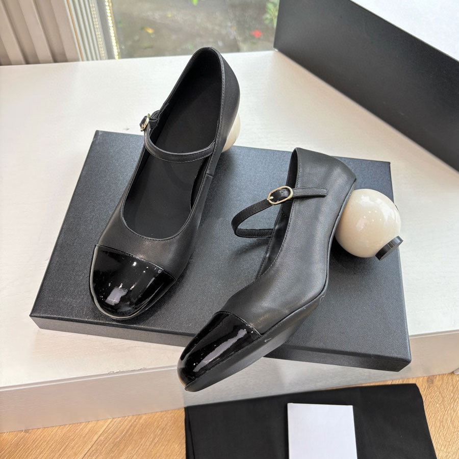 10A top quality Patent leather Round-toes Mary Jane Pearl heels slingback Sandals Dress shoes pumps heel dress shoes Luxury designer Evening party shoes