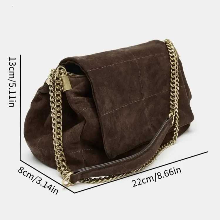 Womens Suede Shoulder Bag with Chains Vintage Quilted Sling Bag New Fashion Luxury Design Handbags for Ladies Z251009