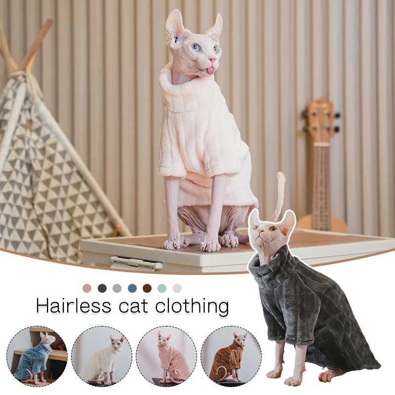 New Fashion Sphynx Cat Clothing Pet Costume Hairless Cats Plush Pullover Sweater Jacket Winter Thickening Warm Coat Outwear C251009