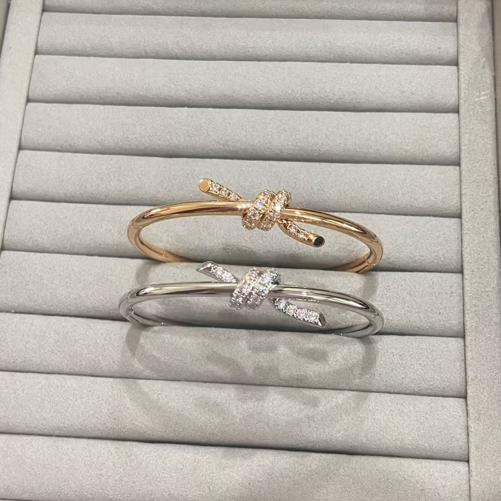 Bangle 17cm 20cm Optional Knot Bracelet Luxury for Women Anniversary Gift Classic Party Minimalist Vintage