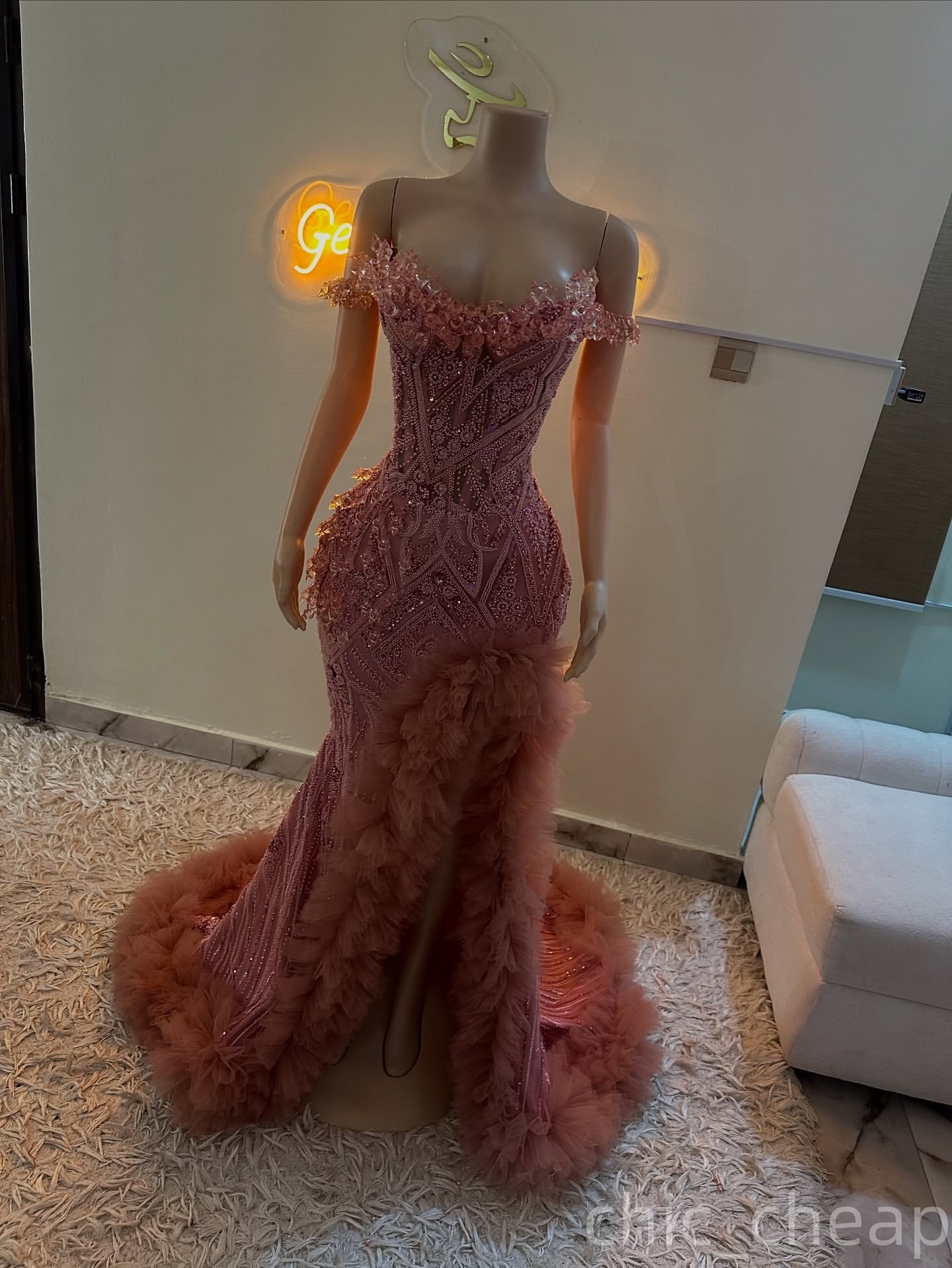 Blush Pink Mermaid Prom Dresses 2025 Rhinestones High Split Sequined Evening Formal Party Second Birthday Engagement Gowns Plus Size Dress For Special