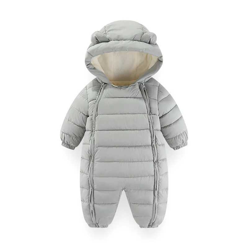 OLEKID 2025 Autumn Winter Baby Rompers Hooded Plus Velvet Warm Baby Girl Jumpsuit Toddler Boys Overalls Infant Newborn Sleepwear C251009