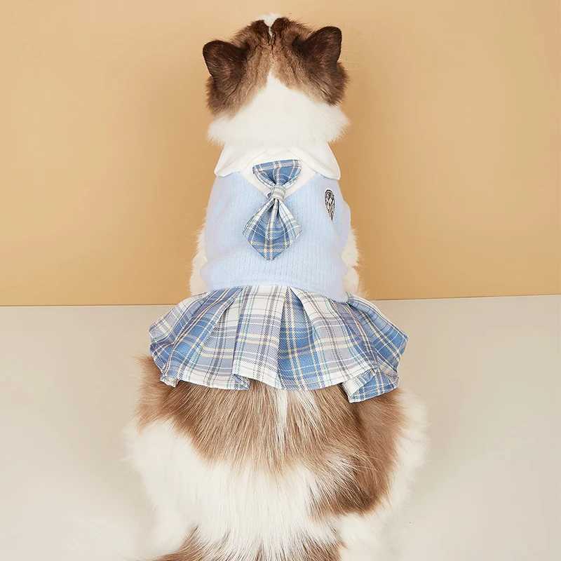 College Style Cute Pet Clothing Cats Dress for Small Dogs Cats Plaid Skirt Spring Clothes Cat Chihuahua Teddy Yorkshire Costume C251009