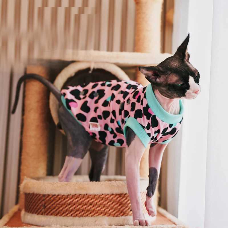 Sphinx Hairless Cat Clothes Pet Kittens Hoodies Shirt Leopard Print Sphynx Devon Rex Costumes Soft Warm Clothing For Cats Dogs C251009