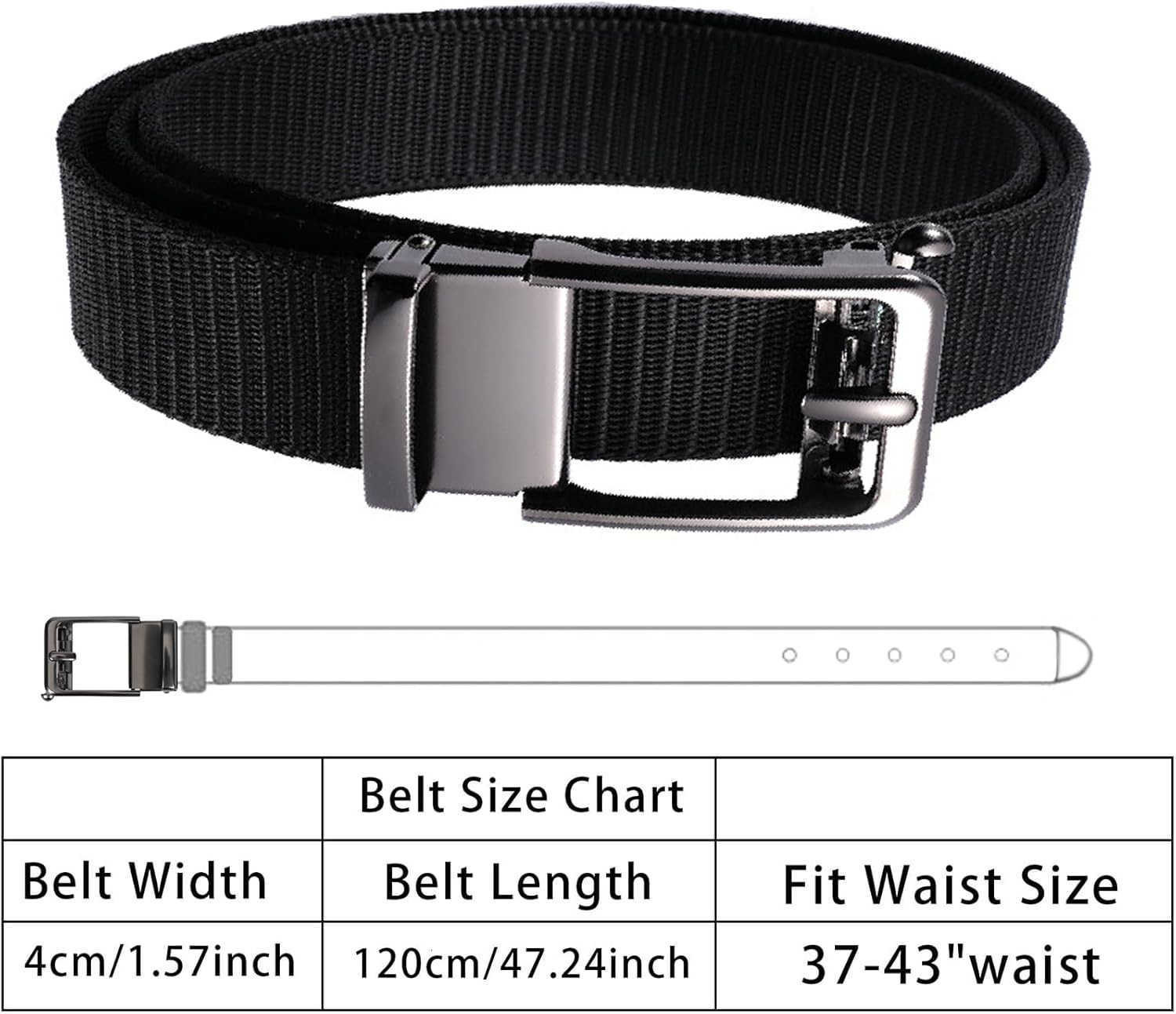 Mens Ratchet Belts Nylon Web Work Belt with AdjustabLE Automatic for Jeans Pants W251009