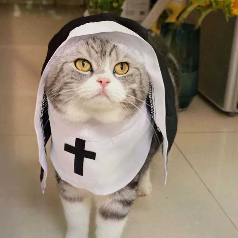Nun Cat Costume Pet Clothes Small Dog Apparel Breathable Funny Party Festival Photo Props Dog Accessories C251009