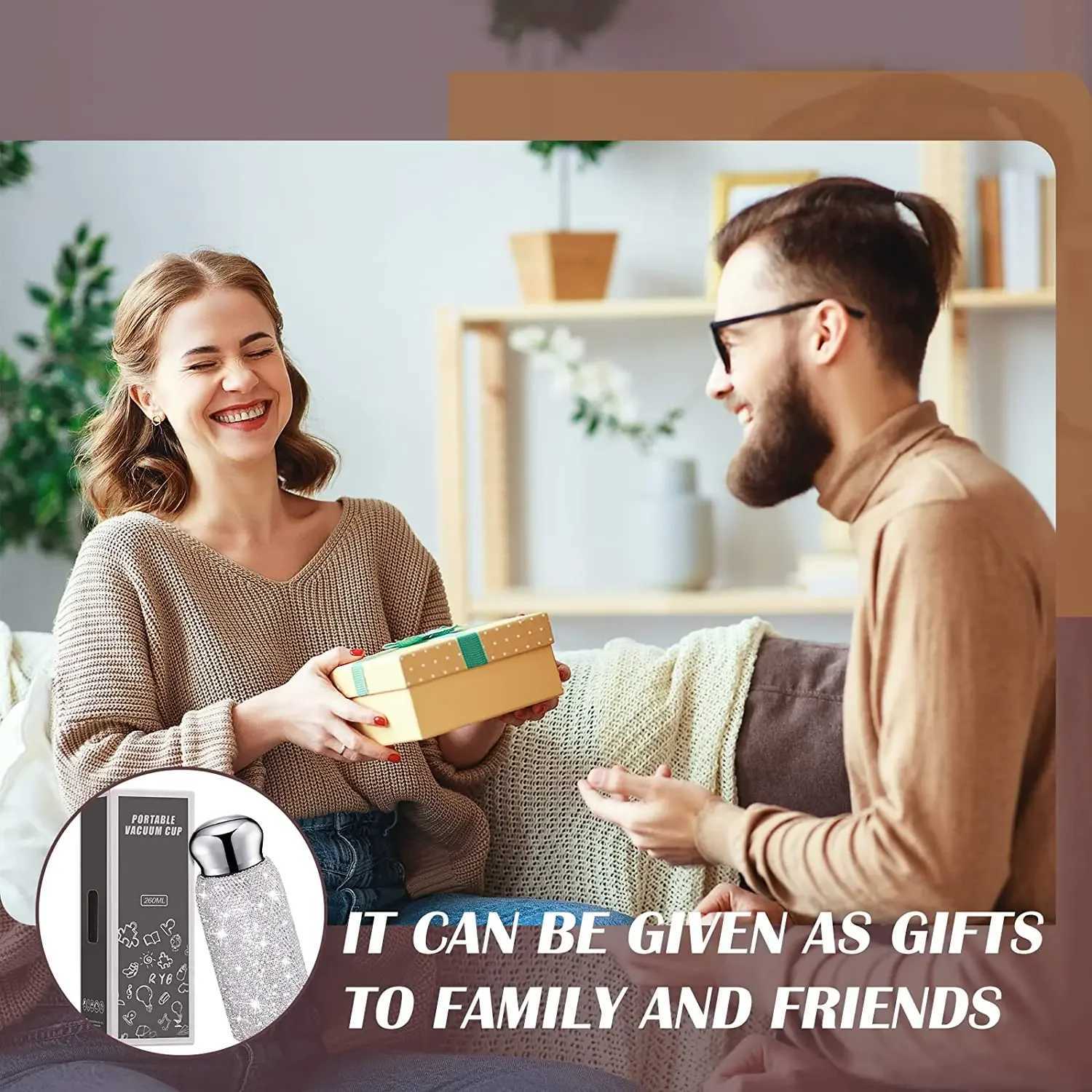 Rhinestone Water Bottle 260ML Diamond Insulated cups Luxurious Stainless Steel Thermos Mug LeakProof Water Cup for Coffee C251008