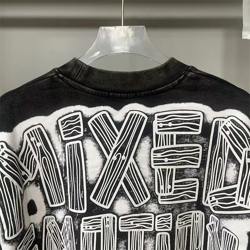 American Hip Hop MIXED EMOTION Black Hoodies Men Women Pure Cotton Drill Letter Printing Oversized Sweatshirt 251009