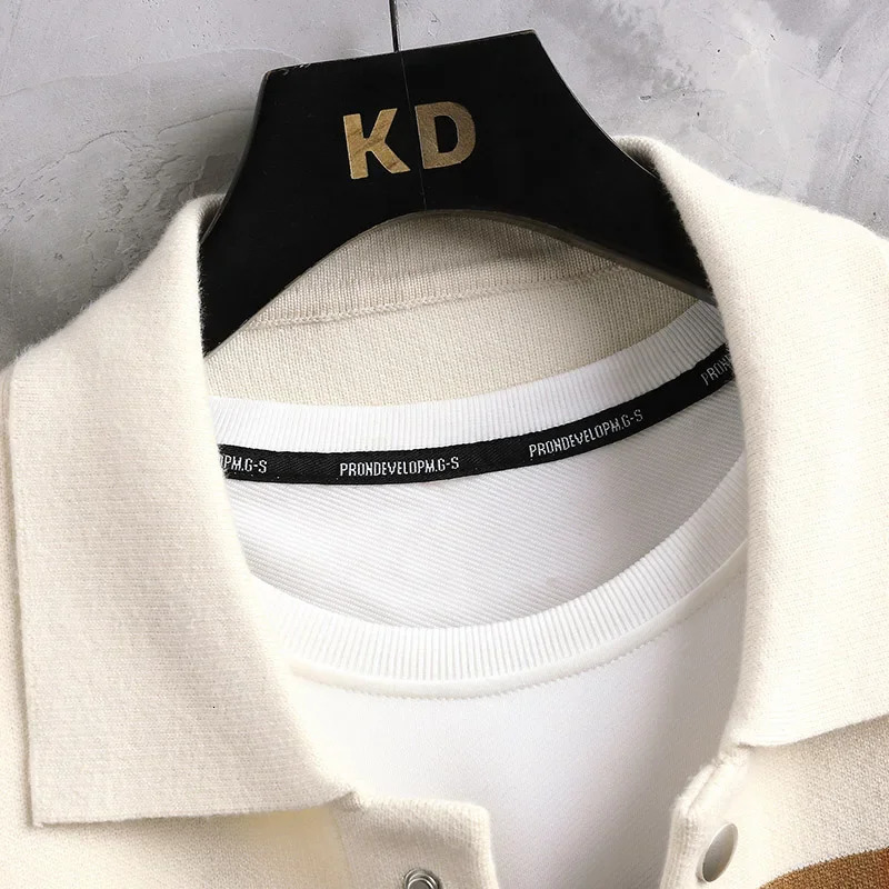 Autumn Winter Fashion Knitted Cardigan Coat Mens Matching Color Casual Loose Sweater Warm Coats Plus Size 5XLM 2501008