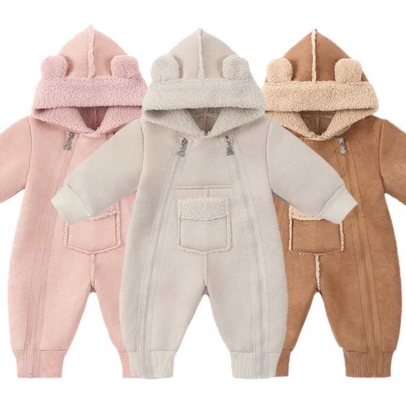 Newborn Baby Onesie 2025 New Autumn Winter Baby Romper Faux Fur Warm Girl Bodysuit Boy Jumpsuit Hooded Baby Bodysuit 024 Month C251009