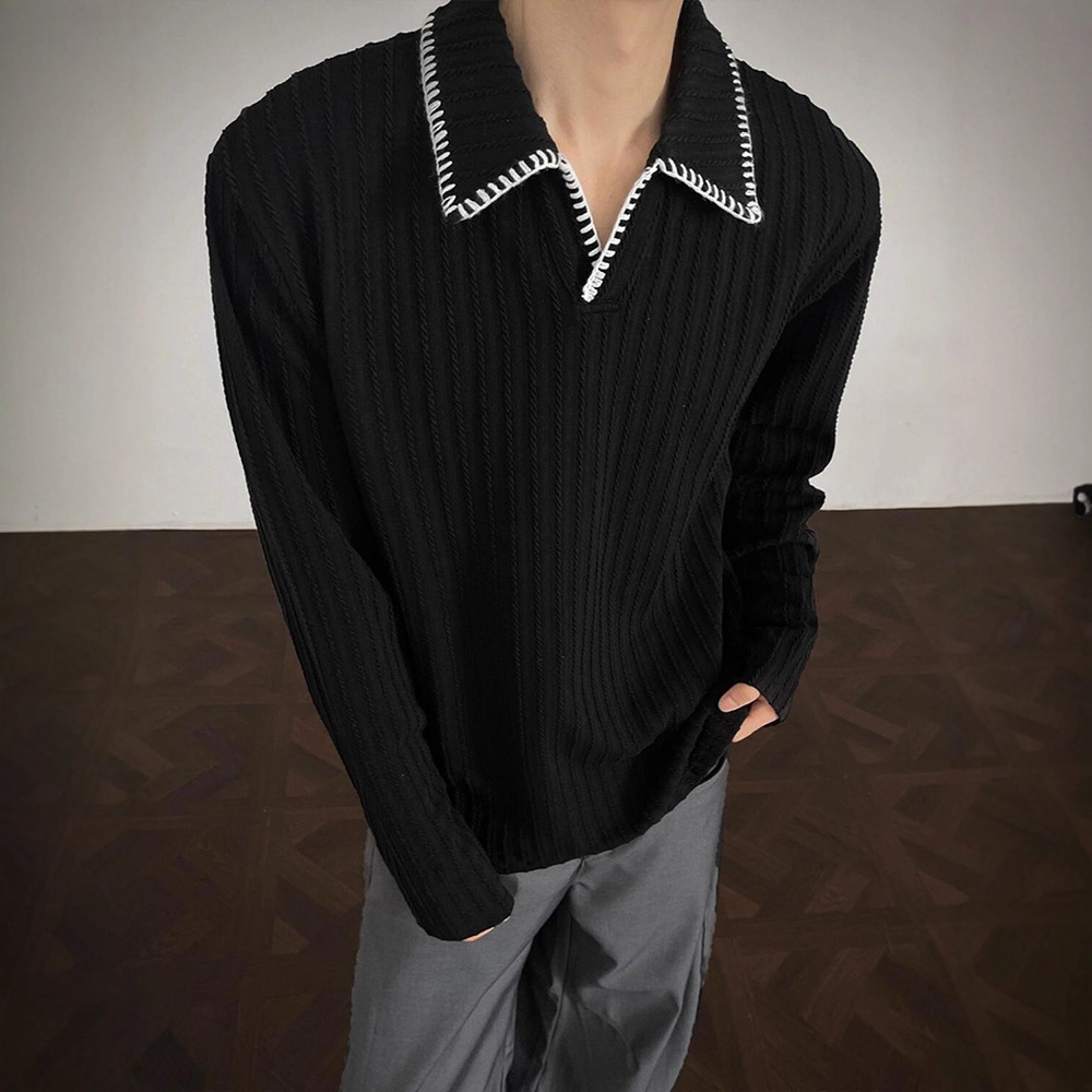 Black Wheat Ear Pattern Designer Hoodie Old Money Style Polo Shirt Long Sleeve T-shirt Men Designer Shirt Autumn College Style High-end Sweatshirt American Style