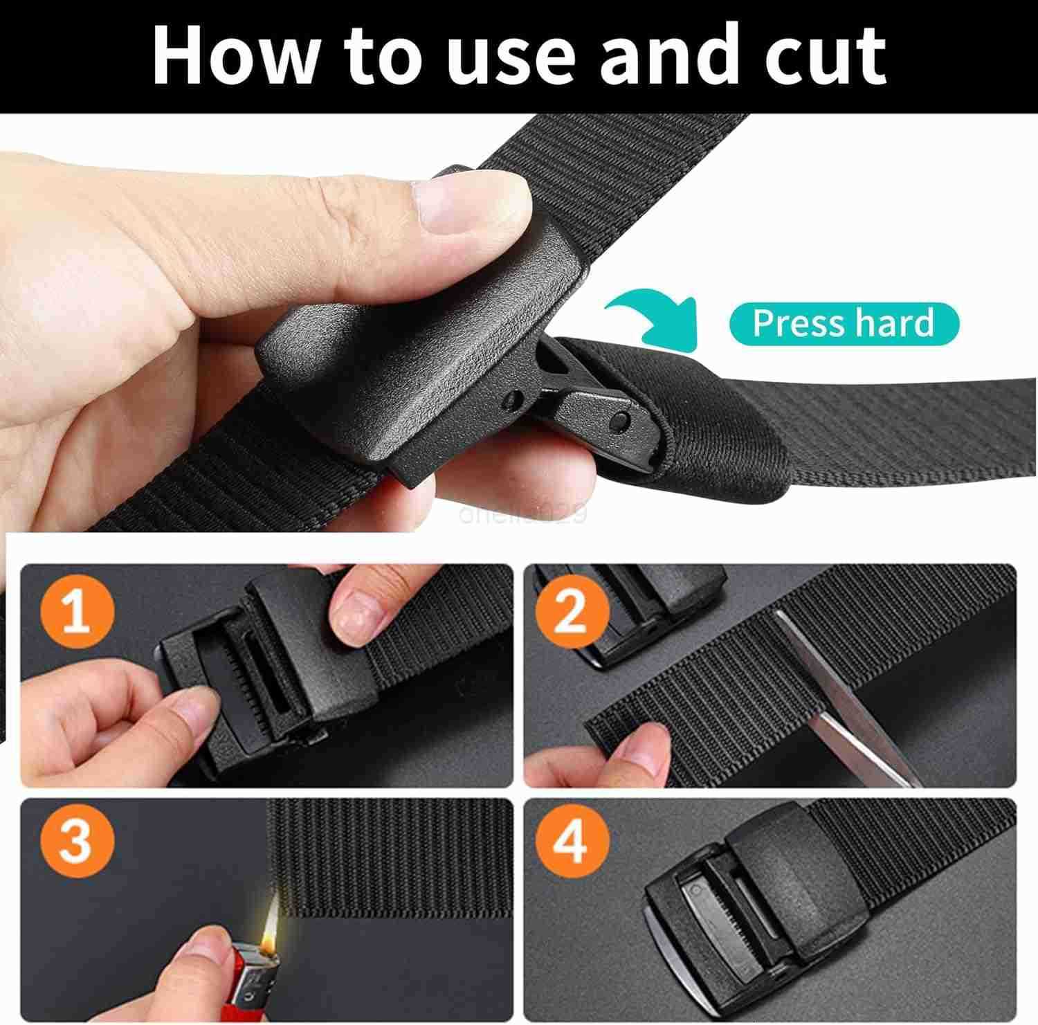 Nylon Belts for Men with No Metal Fast Pass Through the Airport Security for Work Travel W251009