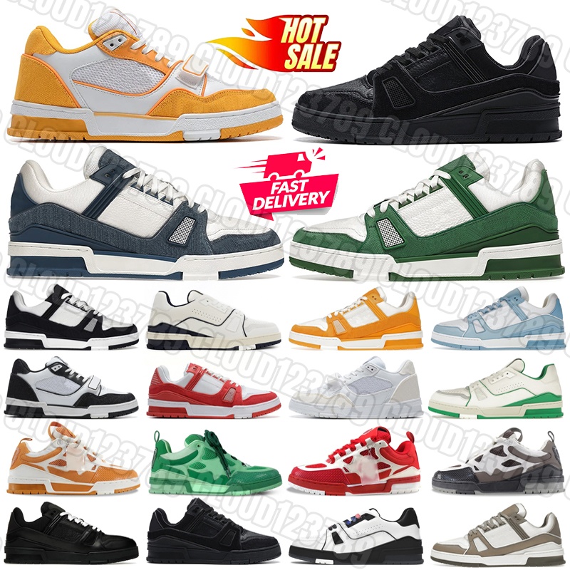 Designer shoes Casual men women trainers Leather rubber Embossed chaussures sneakers Low black white baby blue navy orange Mens tennis platform Outdoor Shoe