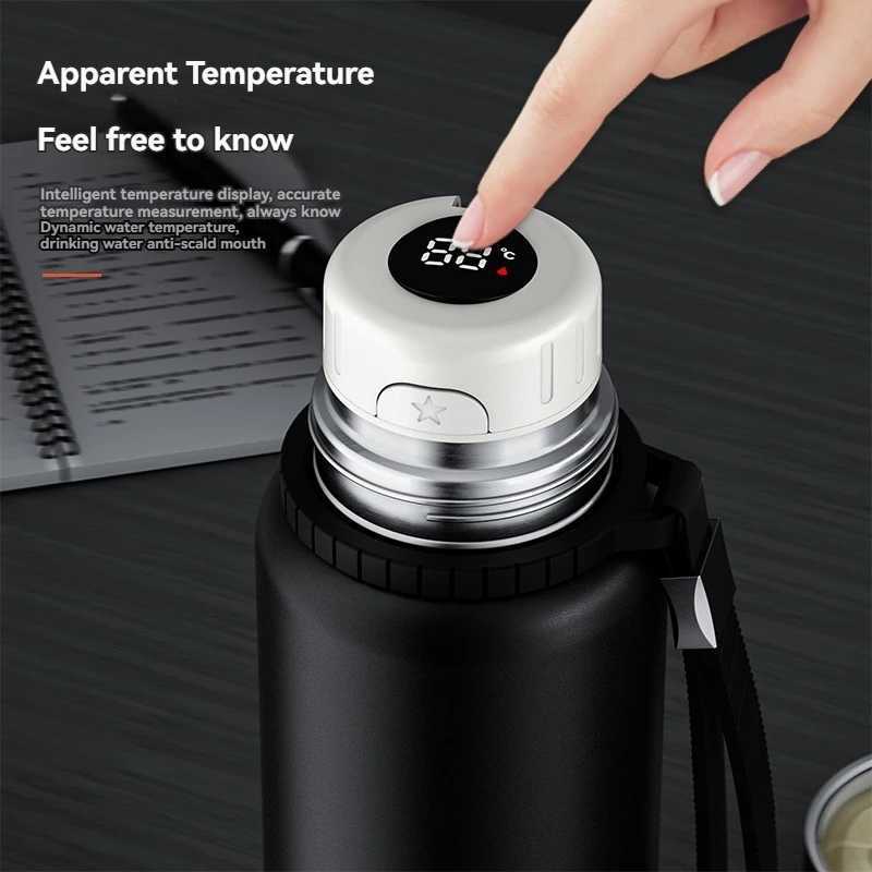 2L Thermos Insulated Water Bottle Hot Water Bottle Vacuum Flask Smart coffee drinkware cup Stainless Steel Double Wall Kettles C251008
