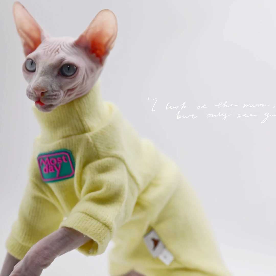 DUOMASUMI Devon Sweater Sphynx Cat Clothes Fashion Kitty Soft and Comfort Winter Hairless Cat Clothes C251009