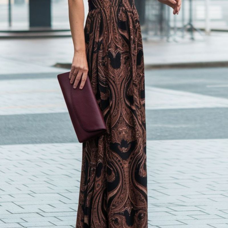 Women's Autumn Winter Ethnic Floral Print Wide - Leg Pants - Loose Elastic Waist Casual Trousers-CF55028