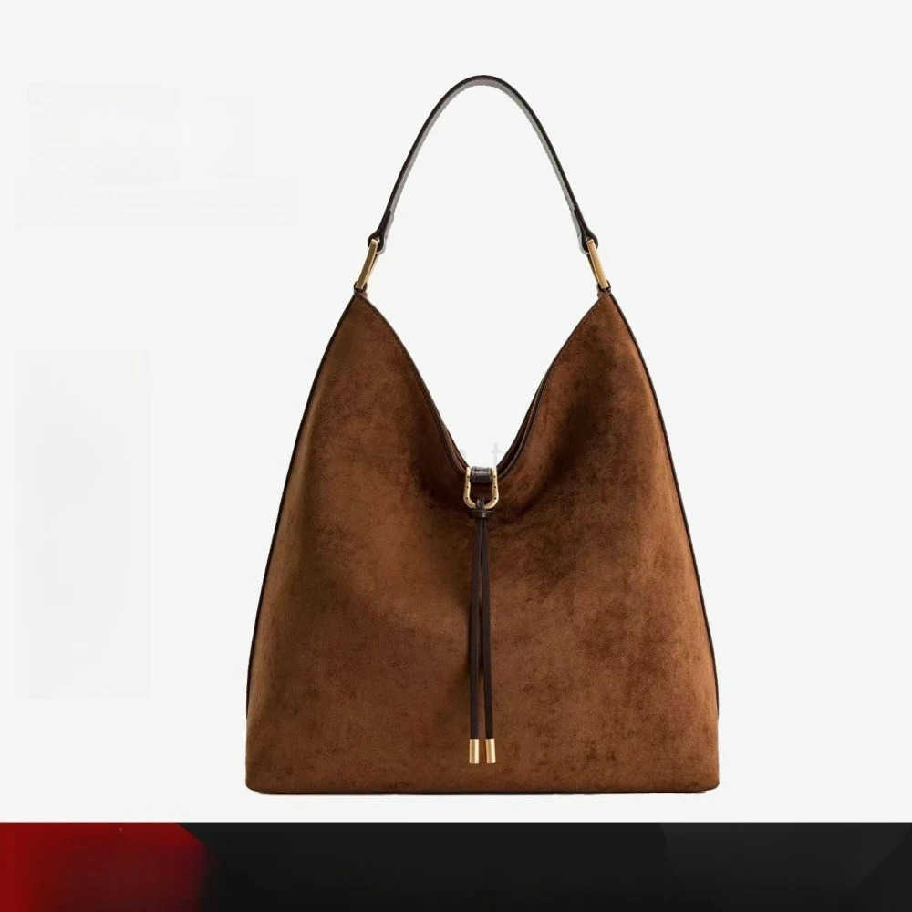 JW Pei Tote Bag New Aria Suede Womens Bag Large Capacity Commuter Underarm Bag Niche Bucket Bag M251009