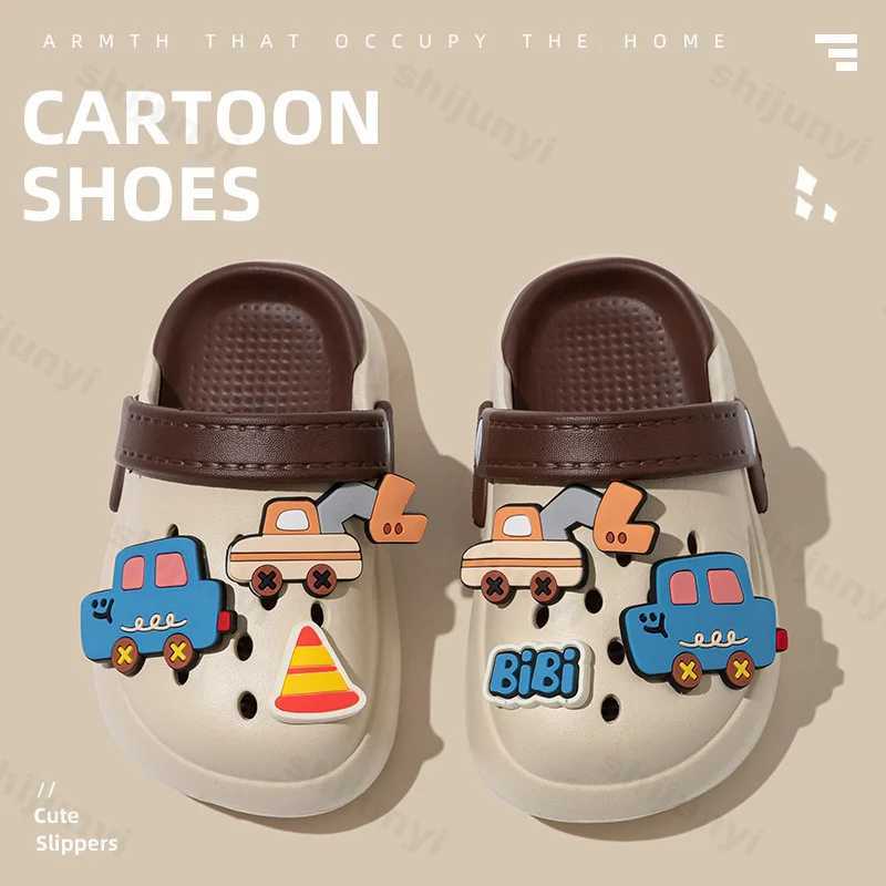 Summer Childrens Slippers Cartoon Car Boys Girls Outdoor Beach Shoes Fashion Comfortable EVA Clogs Kids Toddler Garden Sandals J251027