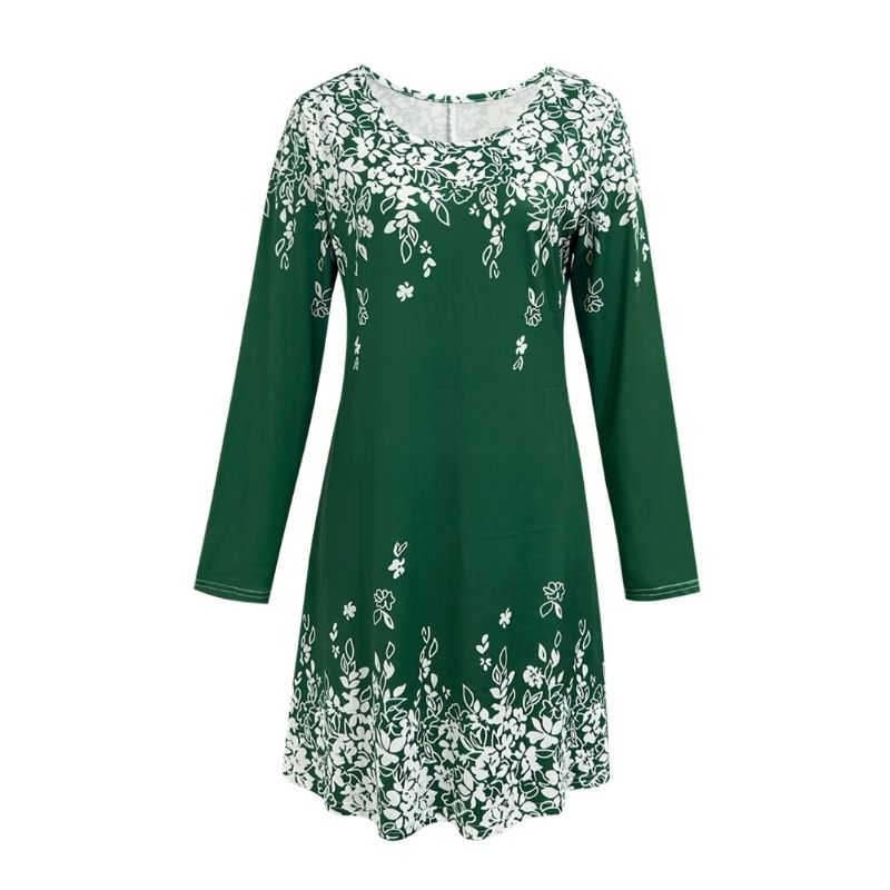 Women's Autumn Fashion Vacation & Commute Floral Print Midi Dress - Elegant Versatile Party Dress-CF52909