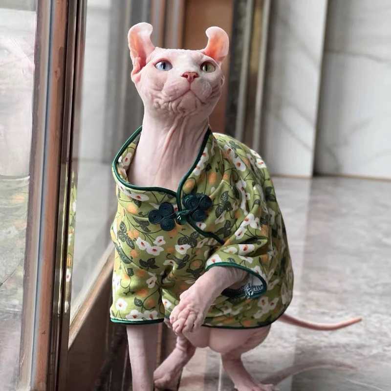 Breathable Cheongsam Dress for Cat Summer Soft Bowtie Elastic Tshirt For Kittens Pajamas For Devon Rex Cat Supplies C251009