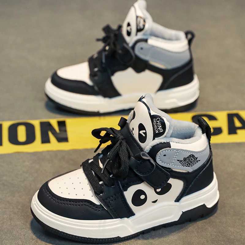 2025 High Quality Children Board Shoes High Cut Outdoor Fashion Flat Sports Shoes Warm Lightweight Thick Soled Kids Casual Shoes J251027