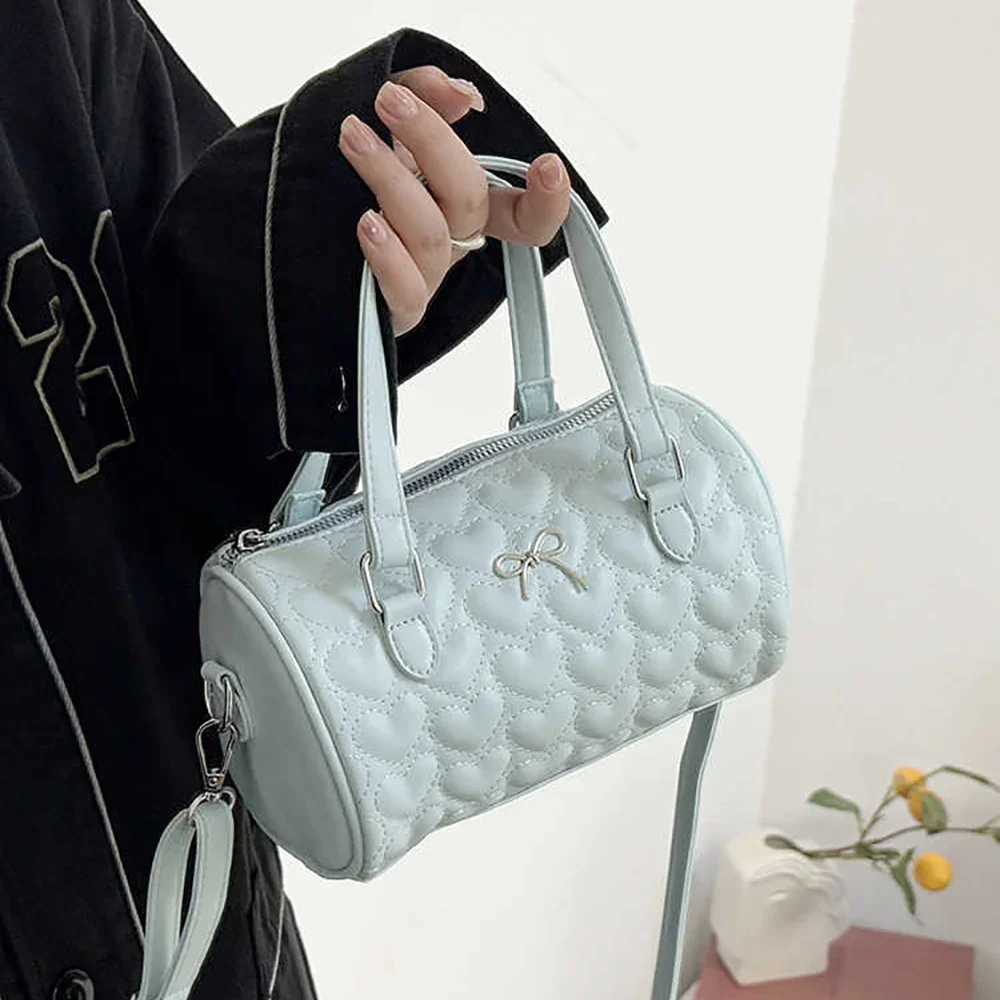 Love Embroidery Thread Small Bag for Wen Barrel Shaped Handheld Crossbody Bags Korean Style Versatile Cmuter Shoder Bag D251009