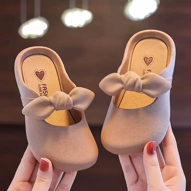 Children Slippers Childrens Cute Bao Toe Shoes Wear Flat House Bowtie Shoes Girls Shoes Slippers Kids House Slippers J251027