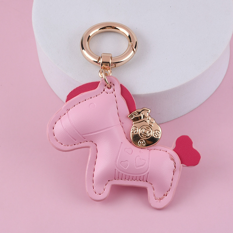 Get Rich Quickly Cute Pony Keychains - Leather Cartoon Pendant Couples Backpack Ornament Small Gift Z260130