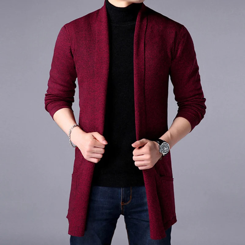 FAVOCENT Men Thin Knitted Cardigan Sweater Spring Autumn Solid Bottoming Long Sleeved Mens Slim Fit 2501008