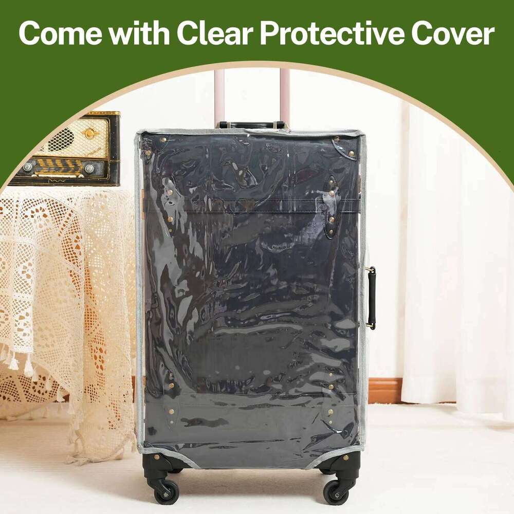 Suitcase set 2 piece , Women's Vintage Lage set, Travel suitcase with boarding tote, handmade faux leather aluminum 123