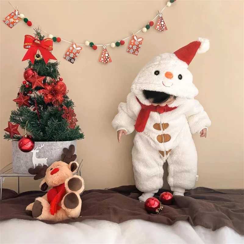 Christmas Lovely Snowman Baby Girls Romper Jumpsuits Winter Thicken Onesie Cartoon Childrens Clothing Soft Baby Hoodie Coverall C251009
