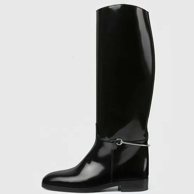 2025 Large Size Low Heel High Round Head Autumn And Winter New Equestrian Knight Show Flat Boots