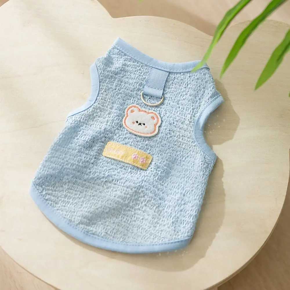 Summer Pet Vest Breathable Bear Patch Traction Small Medium Dog Tank Top Soft Puppy Clothes Cute Cat Cooling Tshirt C251009