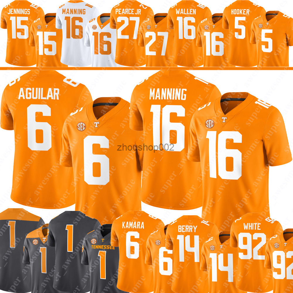 Tennessee Volunteers Football Jersey Joey Aguilar DeSean Bishop Mike Matthews Arion Carter Jermod McCoy Star Thomas Berry Peyton Manning Reggie White 