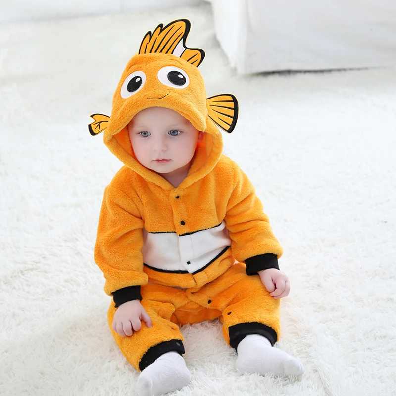 Nemo Infant Baby Rompers Clothes Boys Girls Cartoon Pajamas Cosplay Costume Baby Onesie Clothing Newborn Hooded Cute C251009