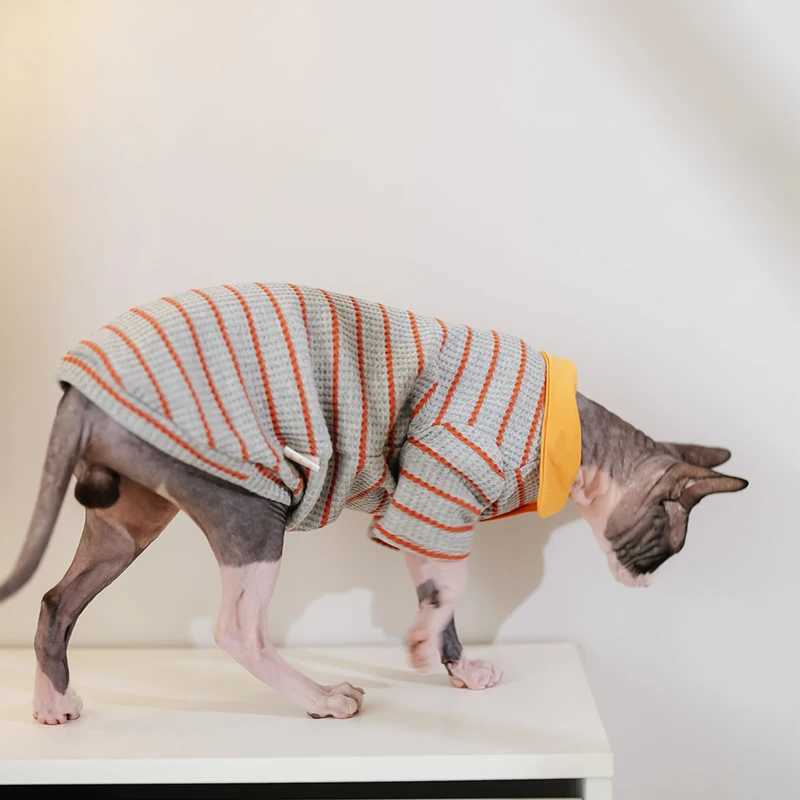 Sphynx Cat Clothes Striped Tshirt Hoodies For Sphinx Hairless Cat Devon Rex Costumes Autumn Winter Clothing For Cats Dogs C251009