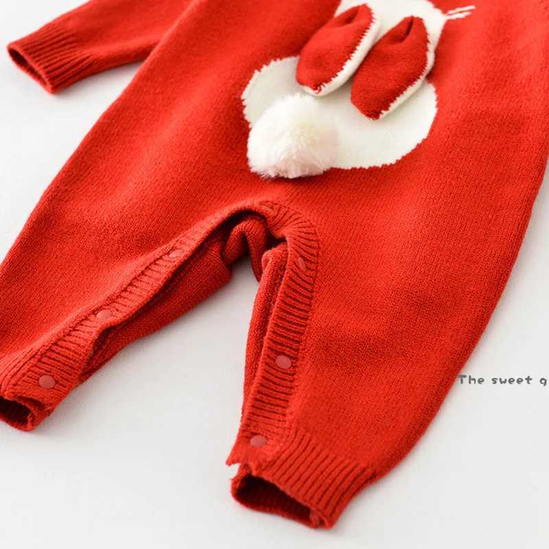 Christmas Newborn Romper Knitted Bunny Fall Winter Baby Jumpsuits for Girls Boys Clothes Newborn Onesie New Year Infant Outfit C251009