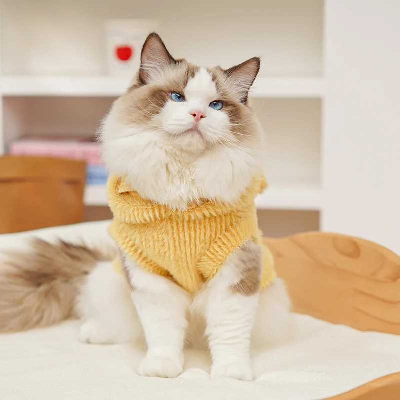 Winter Dog Cat Hooded Vest Plush Fleece Pet Clothes Cozy Warm Puppy Kitten Jacket For Cold Weather C251009